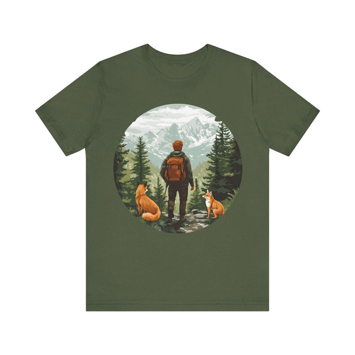 Hiking Fox Trail Explorer T Shirt | Military Green