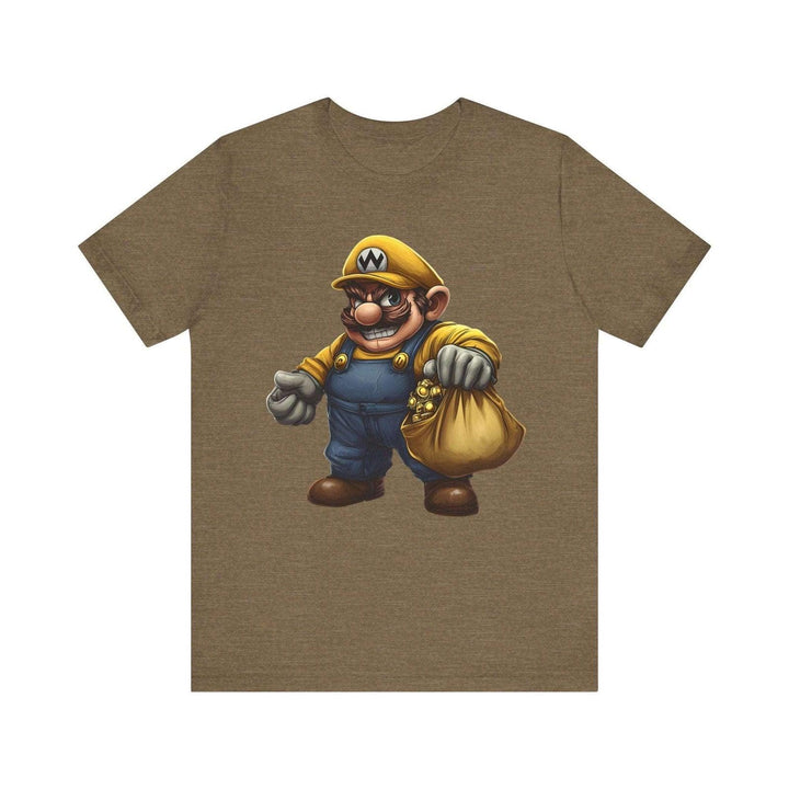 Mario Gold Thief Villain T Shirt | Heather Olive