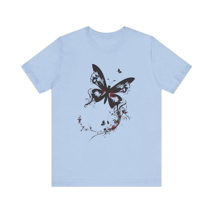 Flower Golden Butterfly Dreams T Shirt | Baby Blue