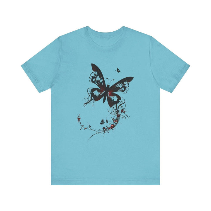 Flower Golden Butterfly Dreams T Shirt | Turquoise