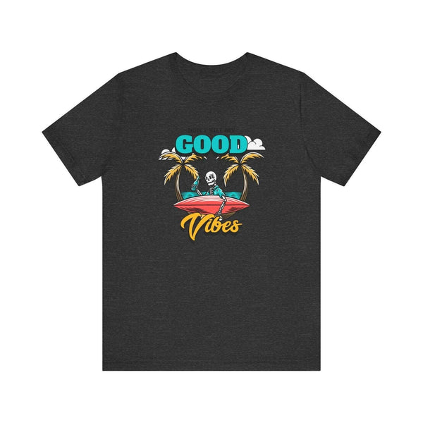 Beach Good Vibes Skeleton T Shirt | Dark Grey Heather