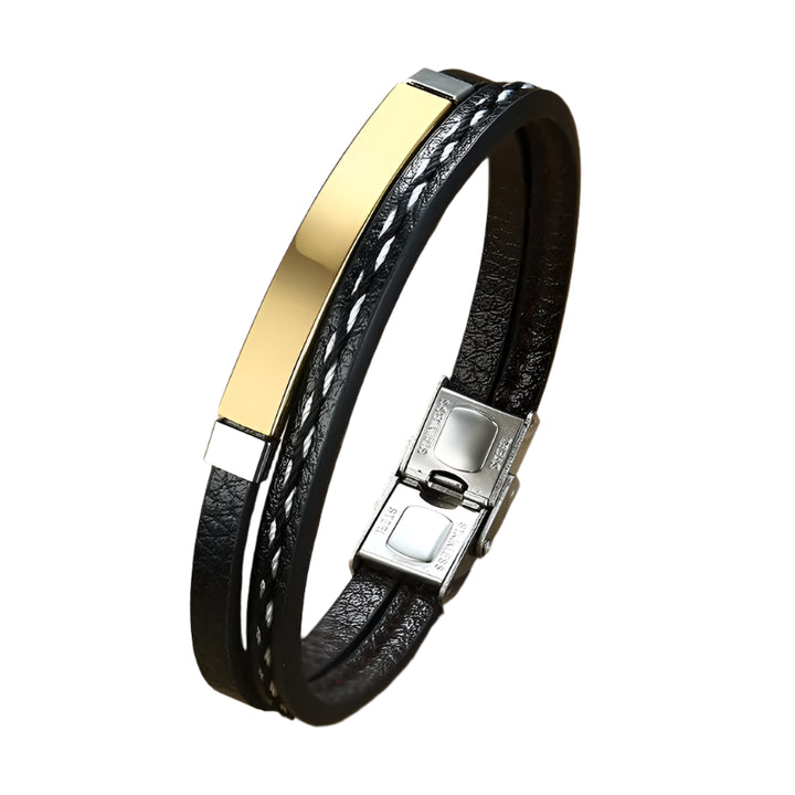 Sew Lines Leather Bracelet | Gold Twill Tees