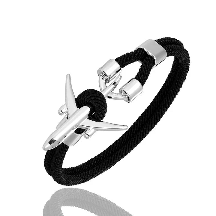 Airplane Anchor Bracelet | Black Twill Tees