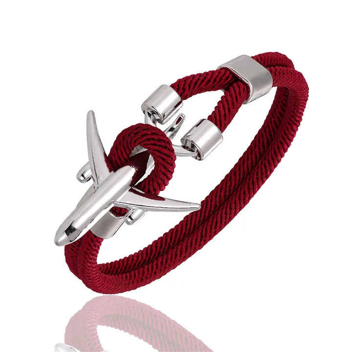 Airplane Anchor Bracelet | Wine Red Twill Tees