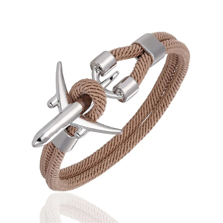 Airplane Anchor Bracelet | Brown Twill Tees