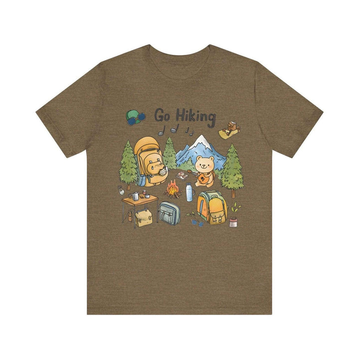 Hiking Adventure Buddies T Shirt | Heather Olive