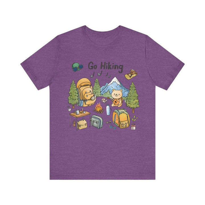 Hiking Adventure Buddies T Shirt | Heather Team Purple