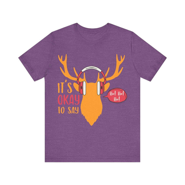 Summer Camp Ho Ho Ho Reindeer T Shirt | Heather Team Purple Twill Tees