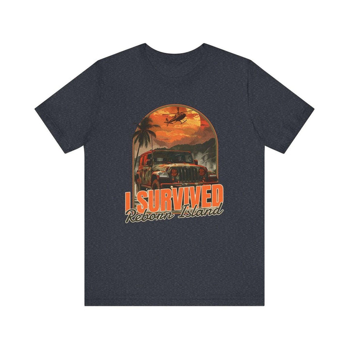 Adventure I Survived Reborn Island T Shirt | Heather Navy Twill Tees