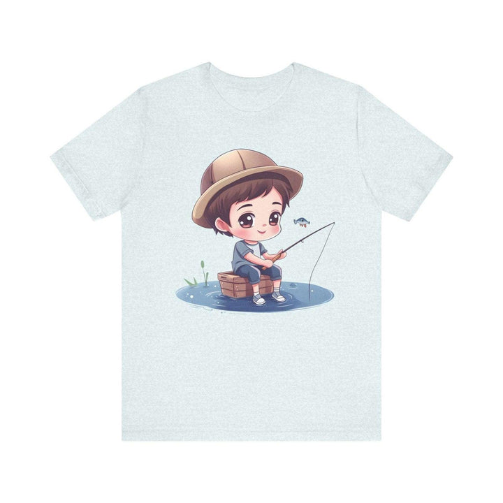 Fishing Kawaii Fisherman T Shirt | Heather Ice Blue