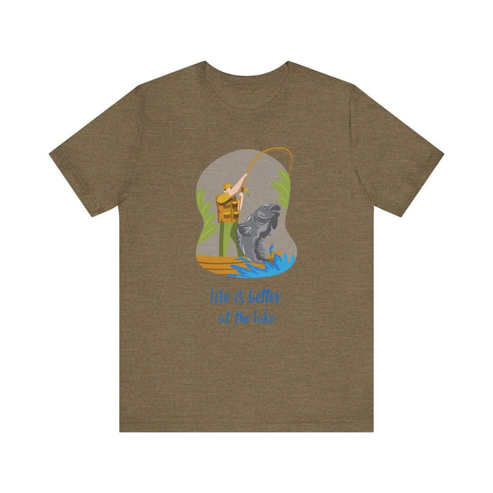 Fishing Lake Life T Shirt | Heather Olive