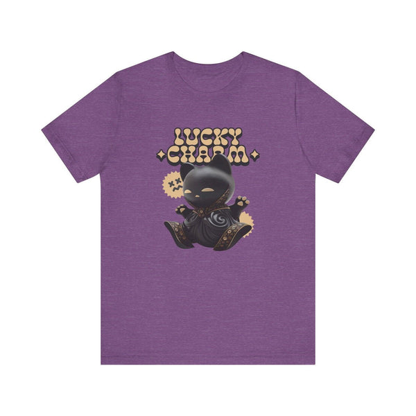 Adventure Lucky Charm Cat T Shirt | Heather Team Purple