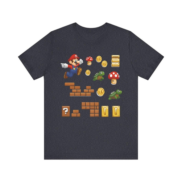 Mario Adventure Sticker Set T Shirt | Heather Navy