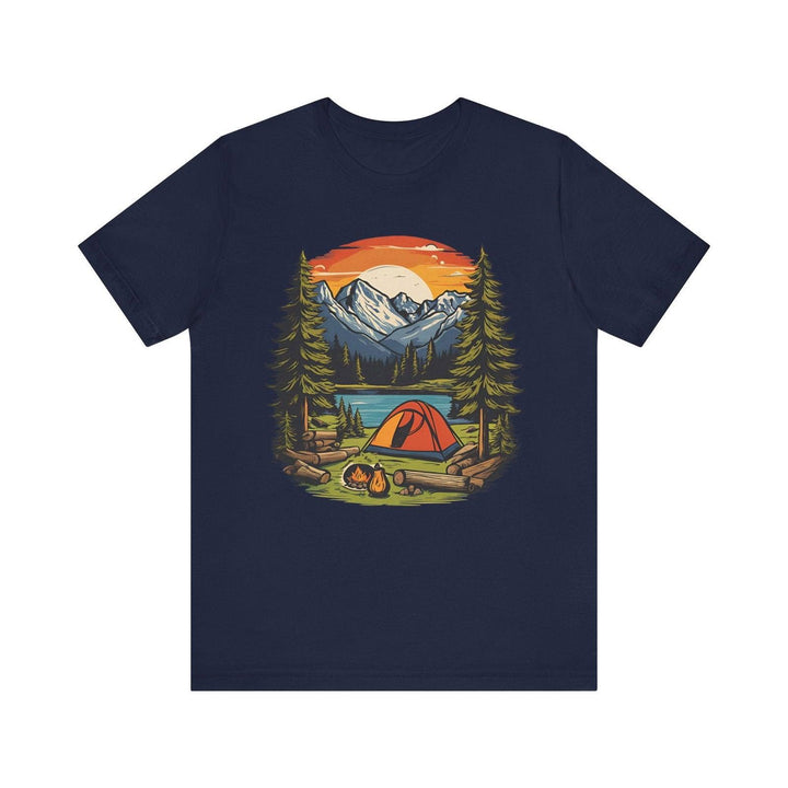 Summer Camp Mountain Campfire Retreat T Shirt | Navy