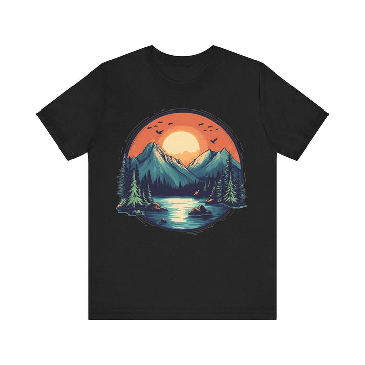 Hiking Mountain Sunrise T Shirt | Black