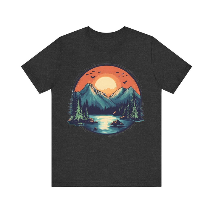 Hiking Mountain Sunrise T Shirt | Dark Grey Heather