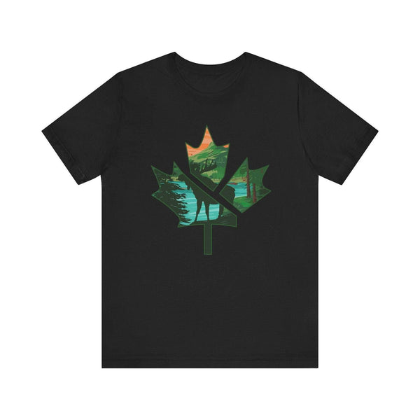 Flower Nature in Maple Leaf T Shirt | Black