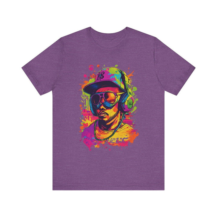 Hip Hop Neon Beats T Shirt | Heather Team Purple