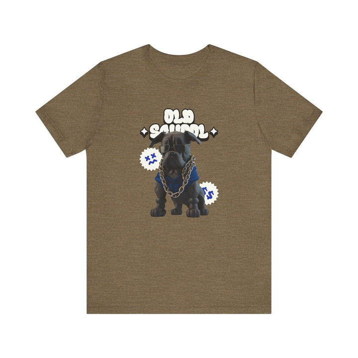 Adventure Old School Pup T Shirt | Heather Olive