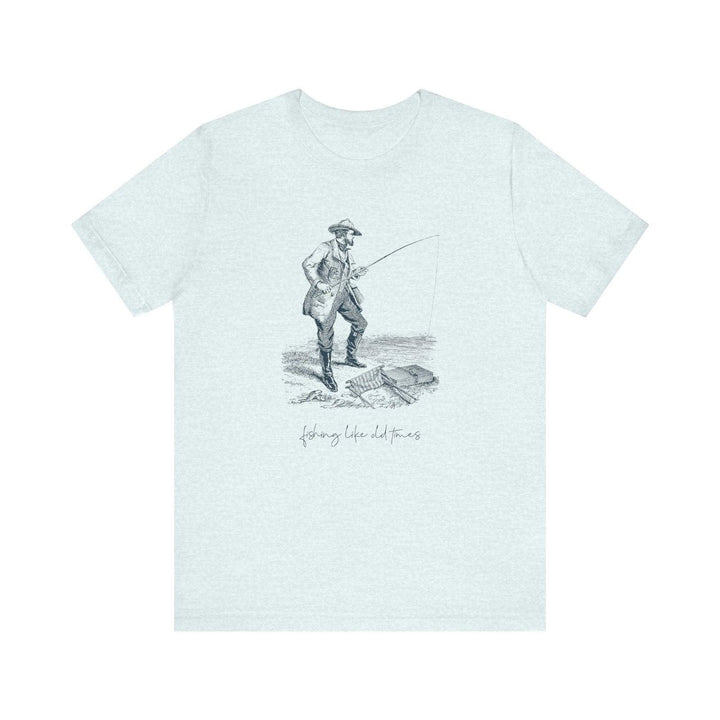 Fishing Old Times T Shirt | Heather Ice Blue