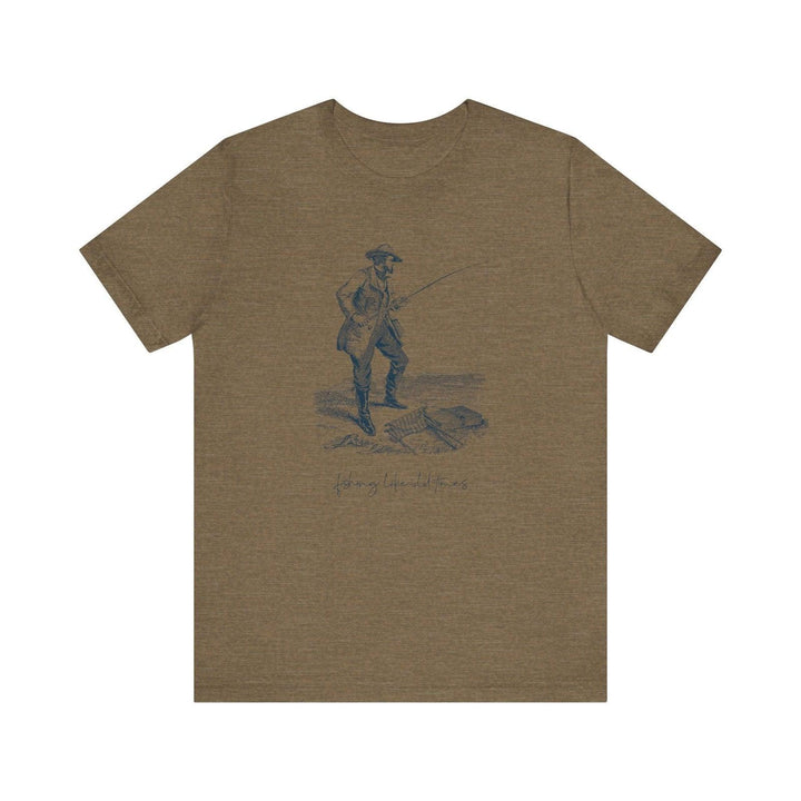 Fishing Old Times T Shirt | Heather Olive