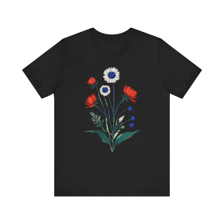 Flower Patriotic Blooms T Shirt | Black