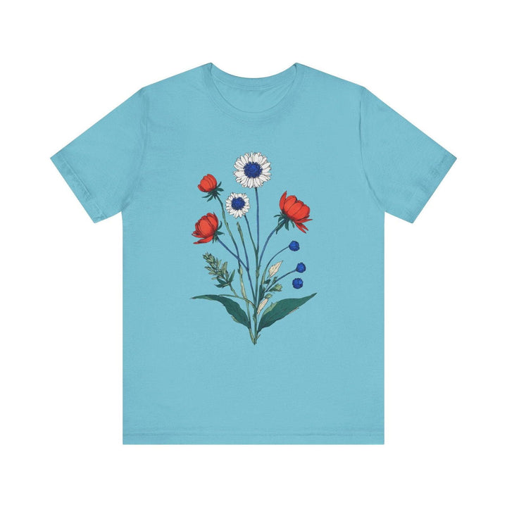 Flower Patriotic Blooms T Shirt | Turquoise