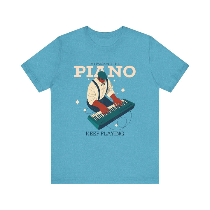 Band Piano Passion T Shirt | Heather Aqua