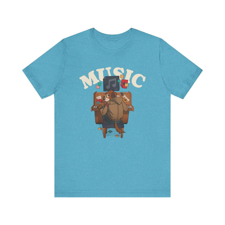 Band Piano Pup Music T Shirt | Heather Aqua