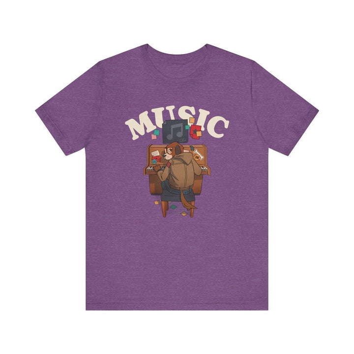 Band Piano Pup Music T Shirt | Heather Team Purple