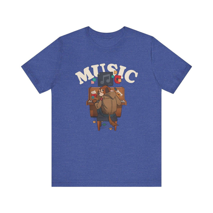 Band Piano Pup Music T Shirt | Heather True Royal