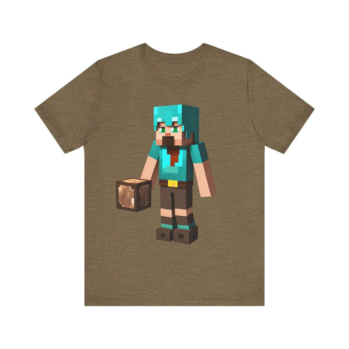 Minecraft Pixel Builder T Shirt | Heather Olive