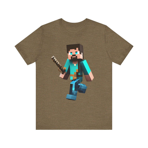 Minecraft Pixel Champion T Shirt | Heather Olive