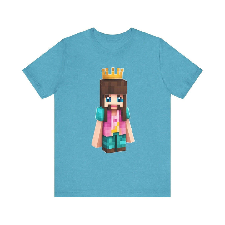 Minecraft Pixel Crowned Champion T Shirt | Heather Aqua