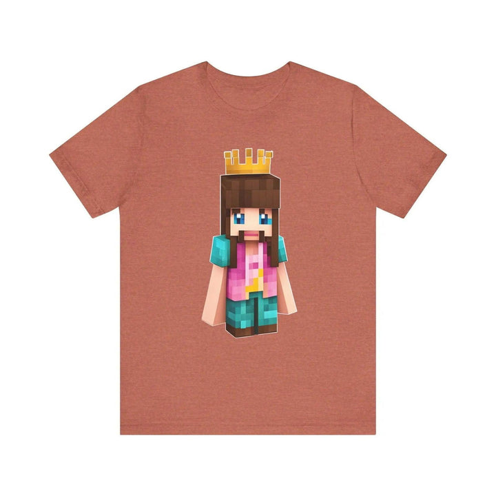 Minecraft Pixel Crowned Champion T Shirt | Heather Clay