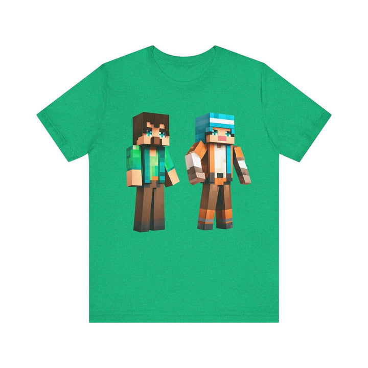 Minecraft Pixel Duo Adventurers T Shirt | Heather Kelly