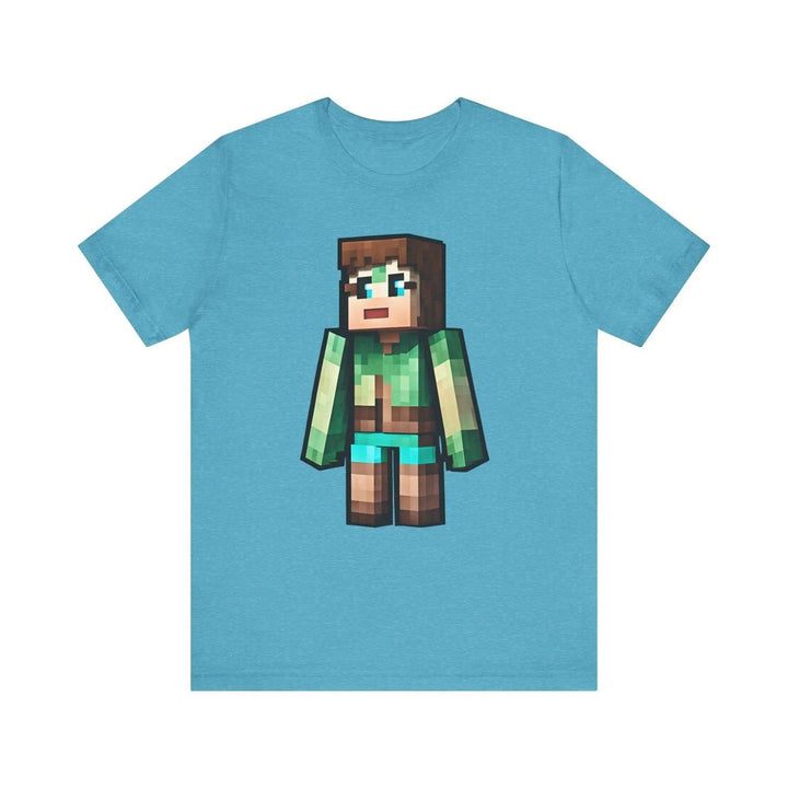 Minecraft Pixel Jungle Scout T Shirt | Heather Aqua