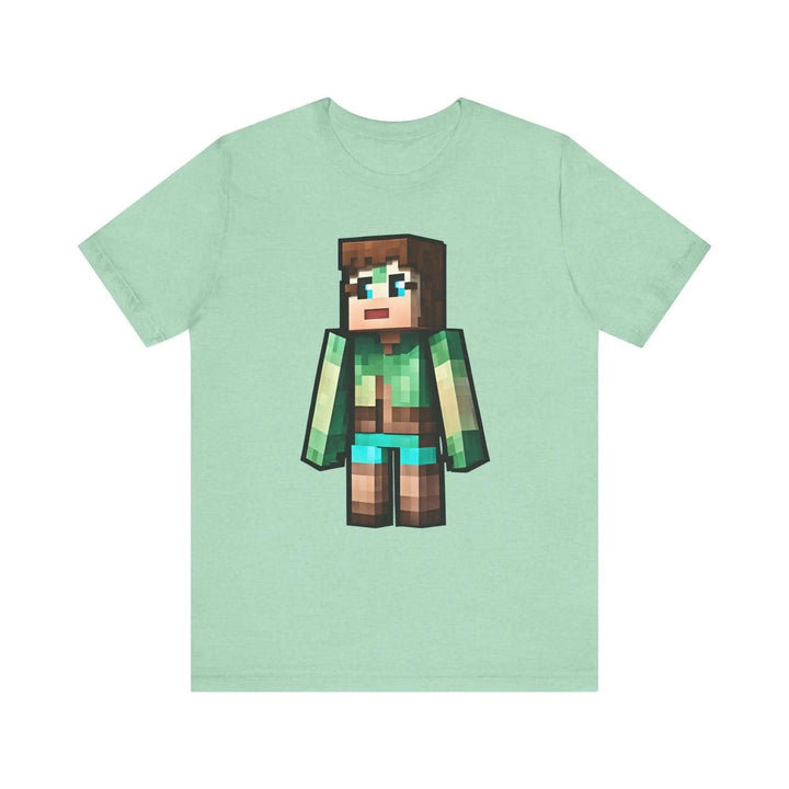 Minecraft Pixel Jungle Scout T Shirt | Heather Mint