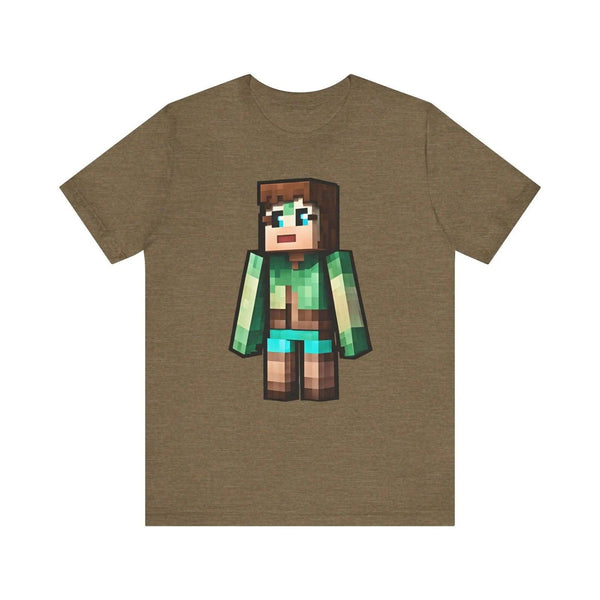 Minecraft Pixel Jungle Scout T Shirt | Heather Olive