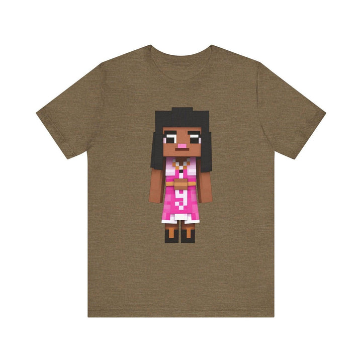 Minecraft Pixel Lady T Shirt | Heather Olive