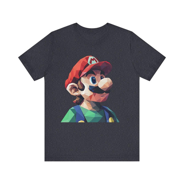 Mario Pixel Luigi Portrait T Shirt | Heather Navy