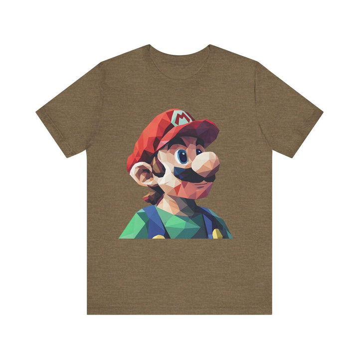 Mario Pixel Luigi Portrait T Shirt | Heather Olive