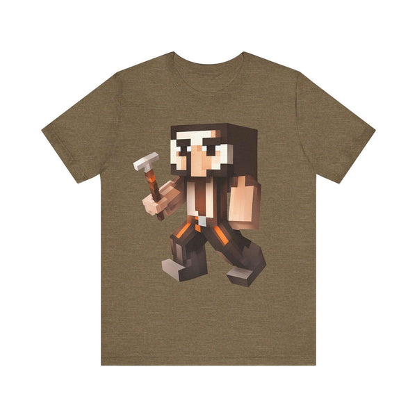 Minecraft Pixel Miner T Shirt | Heather Olive