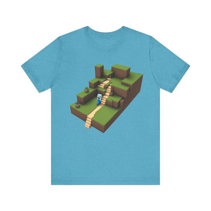 Minecraft Pixel Pathway T Shirt | Heather Aqua