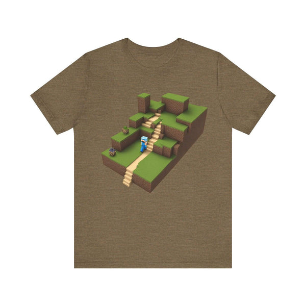 Minecraft Pixel Pathway T Shirt | Heather Olive