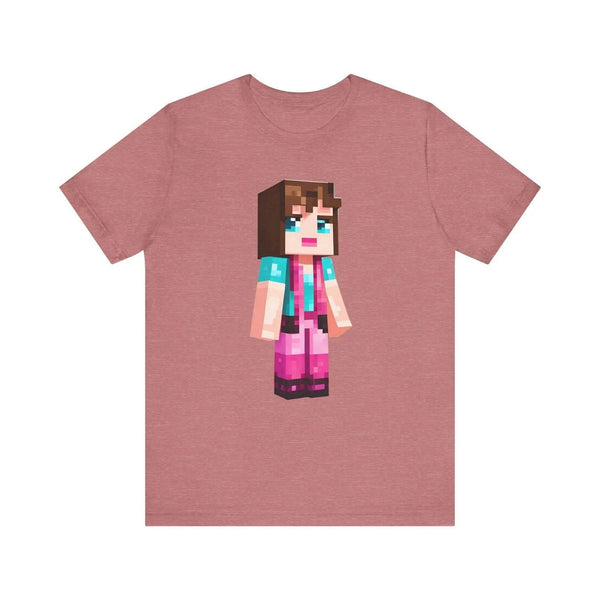 Minecraft Pixel Pink Explorer T Shirt | Heather Mauve