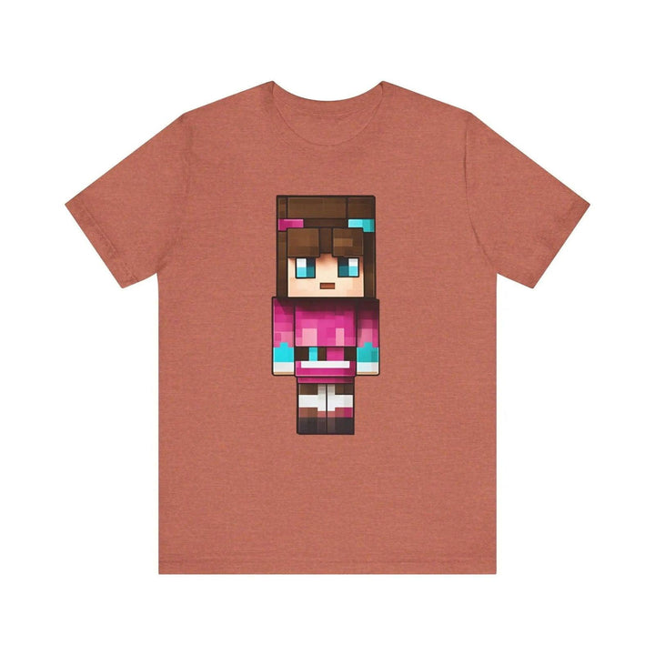 Minecraft Pixel Pink Hero T Shirt | Heather Clay