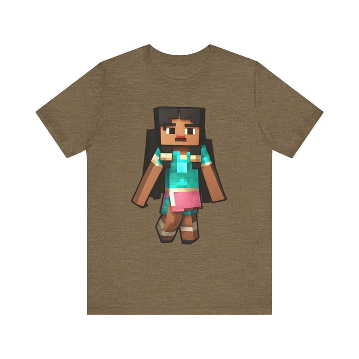 Minecraft Pixel Princess T Shirt | Heather Olive