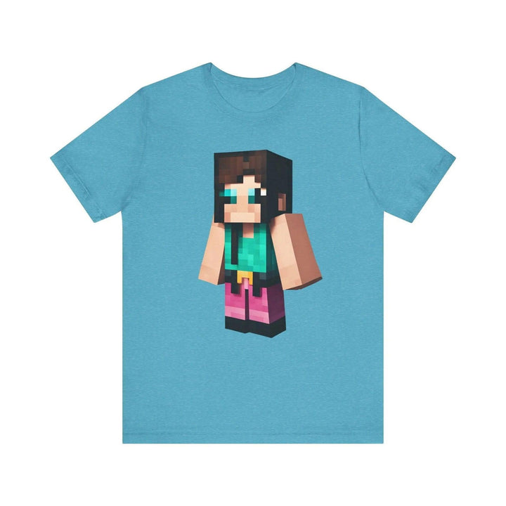 Minecraft Pixel Quest T Shirt | Heather Aqua