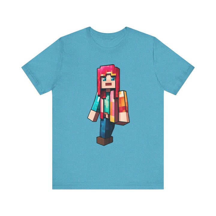 Minecraft Pixel Rainbow Adventurer T Shirt | Heather Aqua